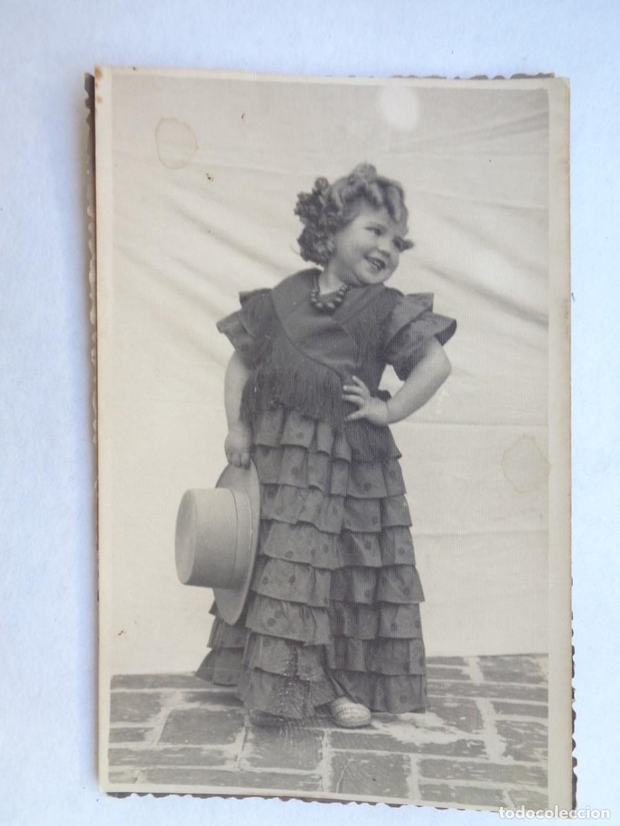 Fotograf&iacute;a antigua: MINUTERO DE FOTOGRAFO DE FERIA : PRECIOSA FOTO DE NI&Ntilde;A VESTIDA DE FLAMENCA , A&Ntilde;OS 4
