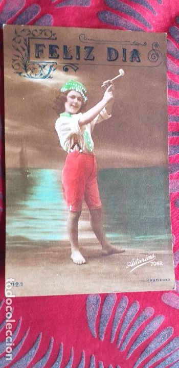 Antique Photography: FELICIDADES-V12-135X85mm-FOTO POSTAL-FELIZ DIA