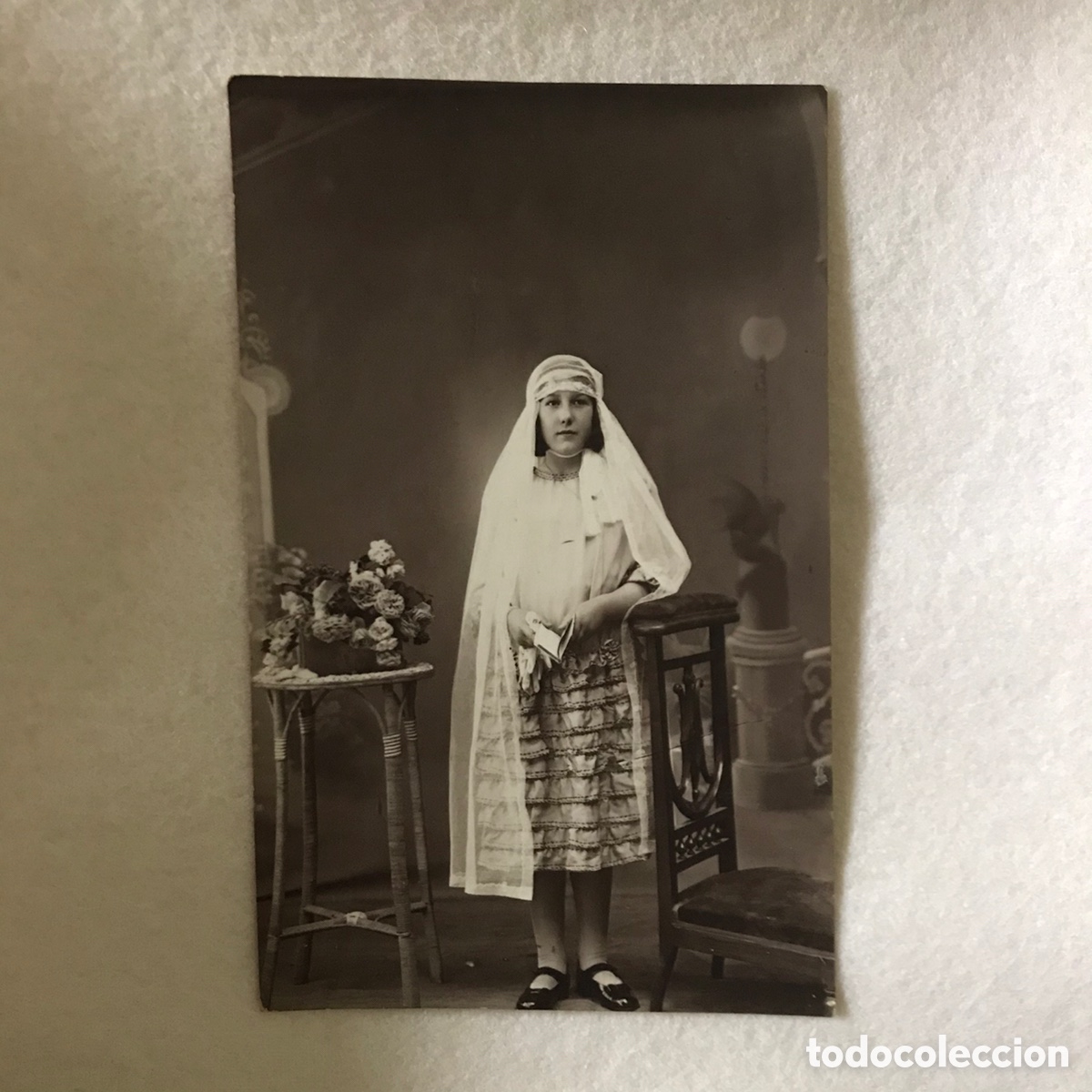 Fotografia antica: ANTIGUA FOTOGRAF&Iacute;A DE NI&Ntilde;A DE VESTIDA DE COMUNI&Oacute;N - FOTOGRAFO: FELIPE BUENO / ZUMARRAGA / GUIPUZCOA