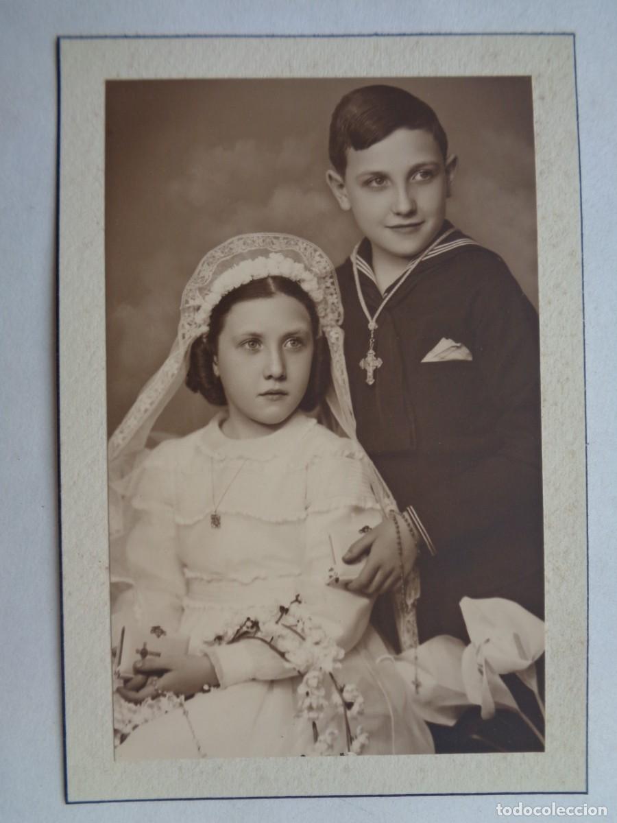 Photographie ancienne: PRECIOSA FOTO DE ESTUDIO DE NI&Ntilde;OS ( HERMANOS ) DE PRIMERA COMUNION