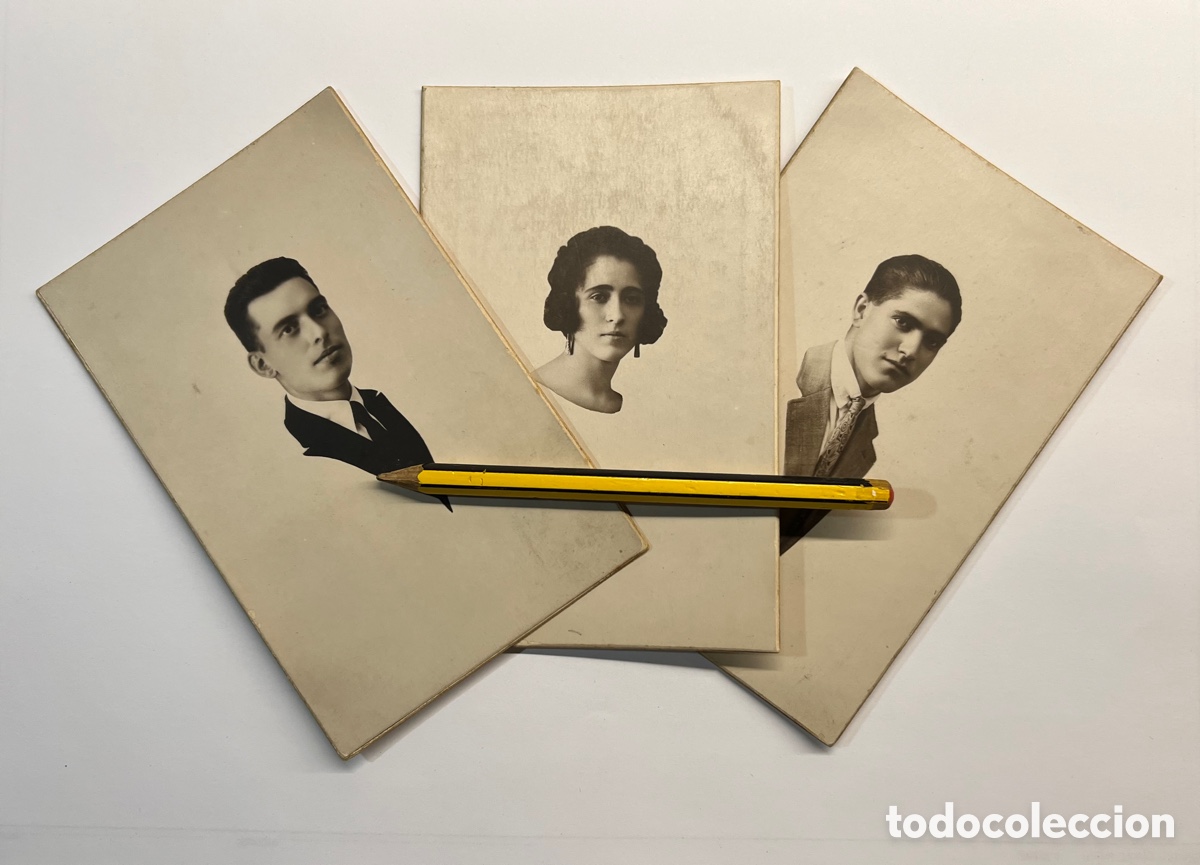 Alte Fotografie: MATRAN, fot&oacute;grafo. AGUILAS M&uacute;rcia (3) fotografias Silueteadas. Tres jovenes (a.1924) RAR&Iacute;SIMAS&hellip;