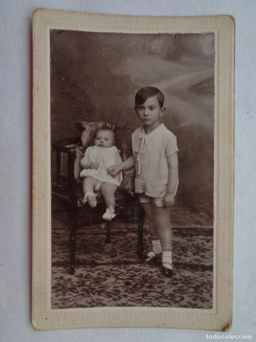 Antique Photography: PRECIOSA FOTO DE ESTUDIO DE NI&Ntilde;O CON PANTALON CORTO Y BEBE, PRINCIPIOS DE SIGLO. DE E.GALDIN