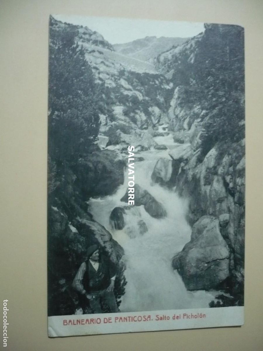 Alte Fotografie: BALNEARIO DE PANTICOSA.HUESCA. SALTO DEL PICHOL&Oacute;N.1749. FOTOTIPIA THOMAS BARCELONA.DIFICIL