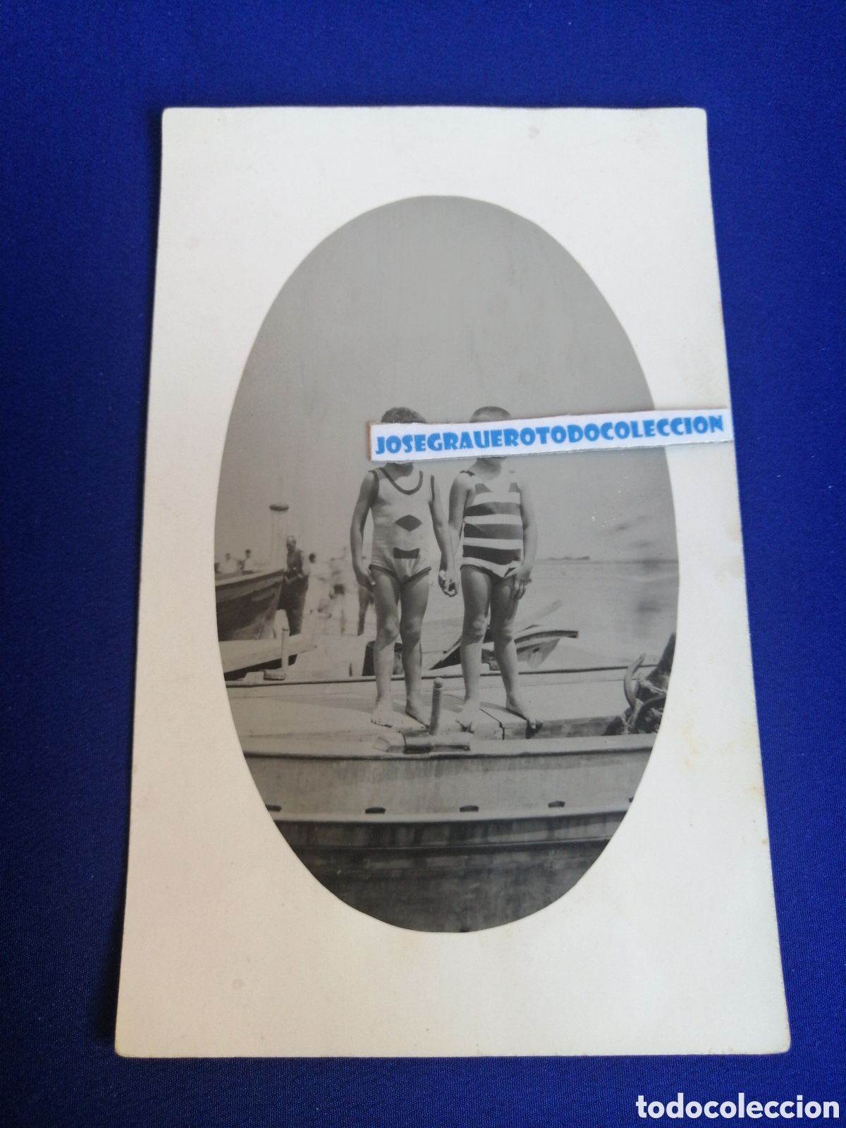 Alte Fotografie: PLAYA NI&Ntilde;OS MODELOS FOTOGRAF&Iacute;A POSTAL ANTIGUA