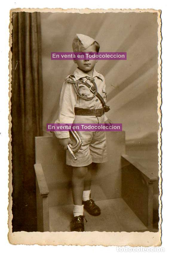 Fotografia antiga: NI&Ntilde;O DISFRAZ DE MILITAR &iquest;LEGIONARIO? ESCRITA EN REVERSO