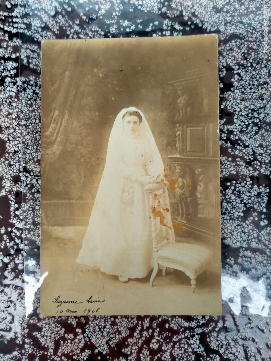 Alte Fotografie: ANTIGUA FOTOGRAF&Iacute;A POSTAL NI&Ntilde;A COMUNI&Oacute;N FOTO RIBADESELLA 19O6
