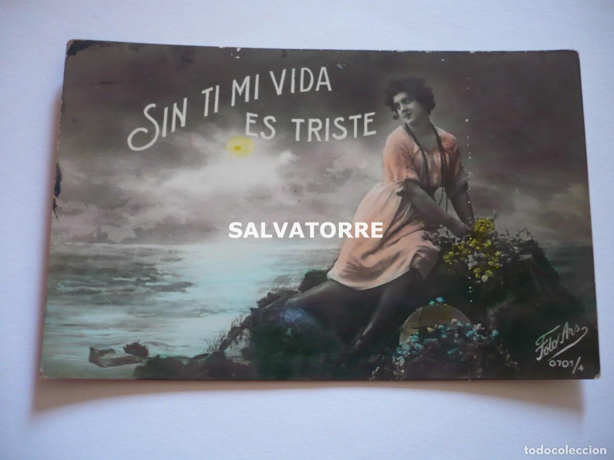 Fotografia antiga: FOTO POSTAL GALANTE SIN TI MI VIDA ES TRISTE FOTO ARS 0701/1