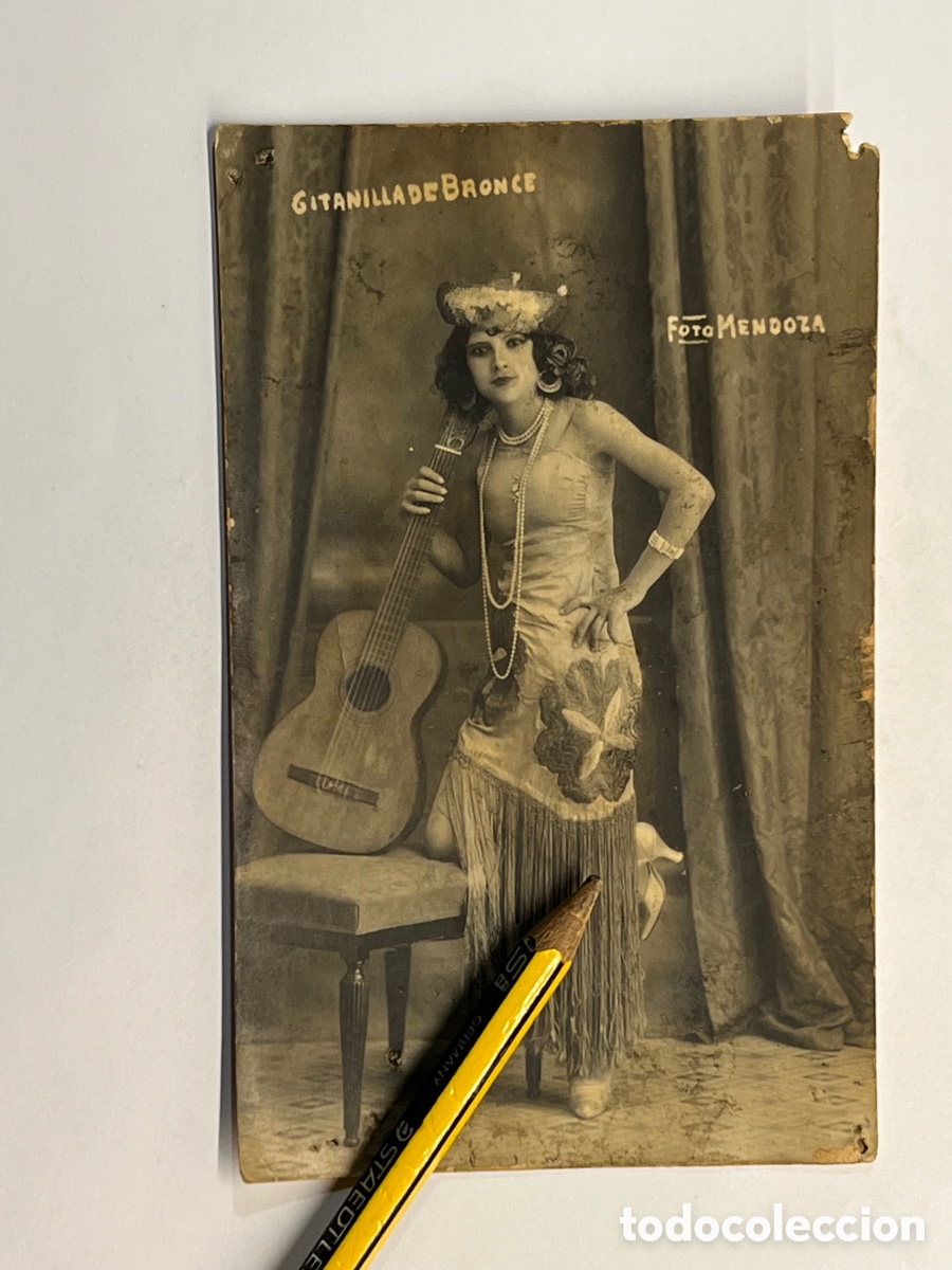 Fotografia antiga: LA GITANILLA DE BRONCE. Fotograf&iacute;a antigua&hellip; Cupletista.. Cantante. Foto Mendoza (h.1900?)