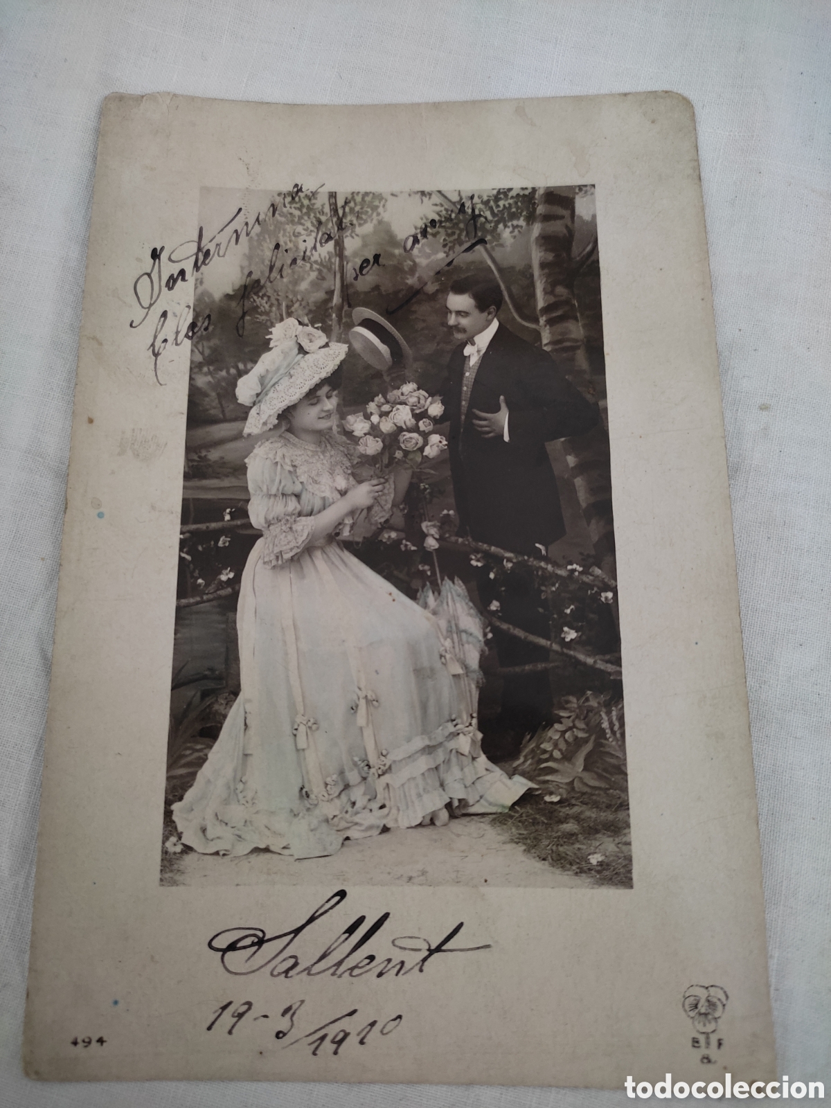Alte Fotografie: Buena fotograf&iacute;a modernista de enamorados a&ntilde;o 1910