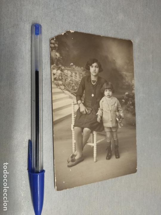 Alte Fotografie: FOTO TARJETA POSTAL ANTIGUA, SE&Ntilde;ORA Y NI&Ntilde;O / CARTE POSTALE