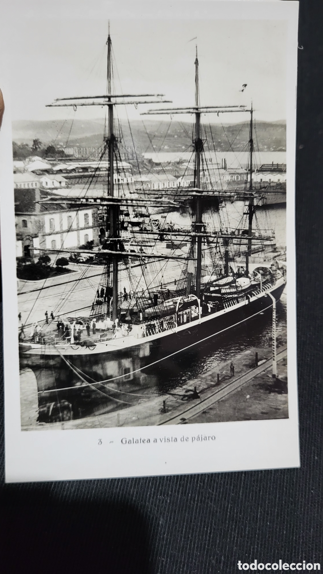 Alte Fotografie: Fotograf&iacute;a antigua barco Galetea a vista del Pajaro