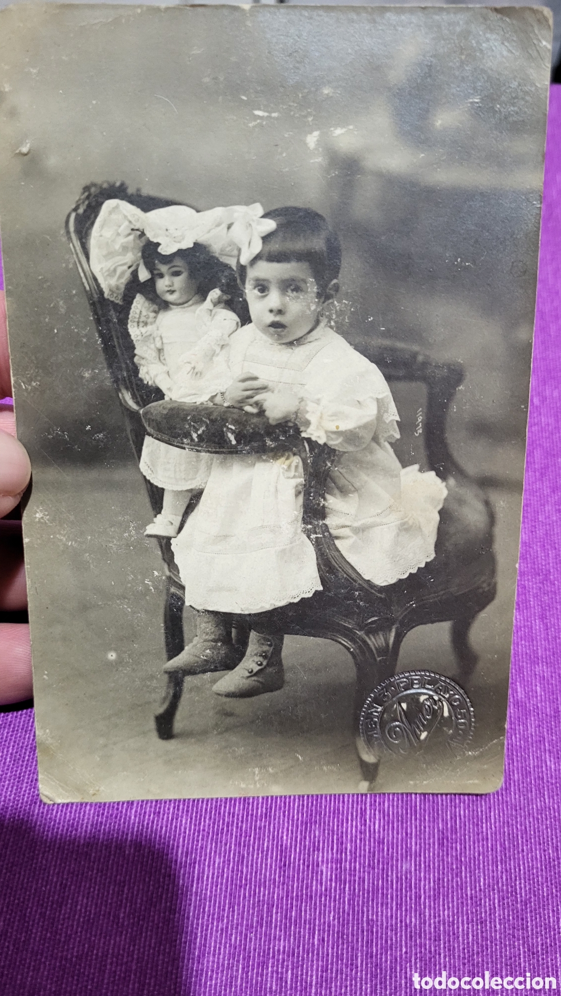 Fotografia antiga: Fotograf&iacute;a antigua alb&uacute;mina retrato de una Ni&ntilde;a