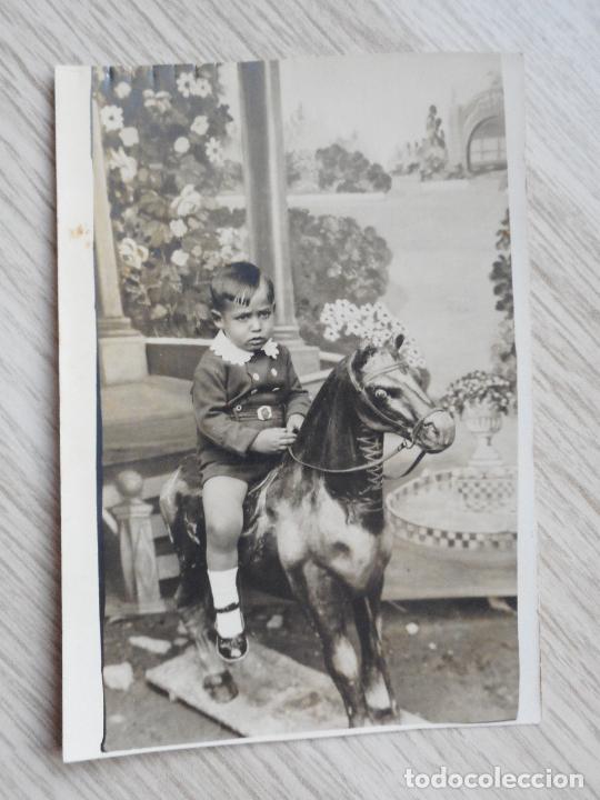 Alte Fotografie: ANTIGUA FOTOGRAFIA NI&Ntilde;O EN CABALLO CARTON. MINUTERO PRINCIPIOS DEL XX