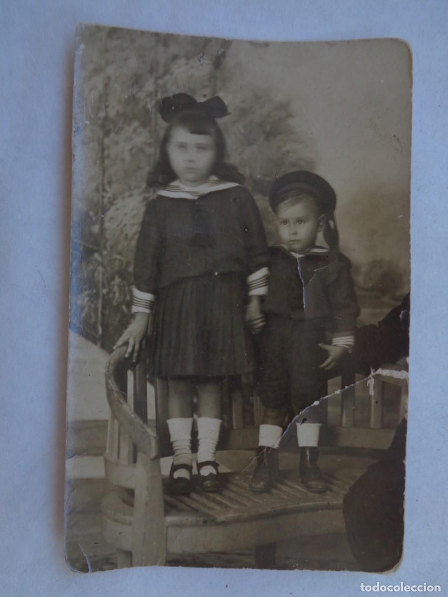 Alte Fotografie: PRECIOSA FOTO DE ESTUDIO DE NI&Ntilde;O Y NI&Ntilde;A VESTIDOS DE MARINERO, PRINCIPIOS DE SIGLO