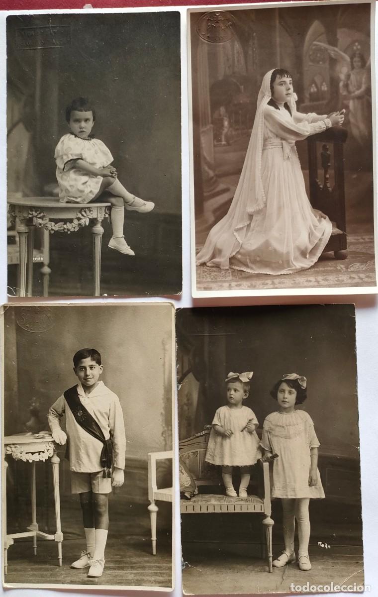 Alte Fotografie: ALCOY LOTE DE 4 FOTOGRAFIAS FOTOGRAFO SANCHIS TAMA&Ntilde;O POSTAL
