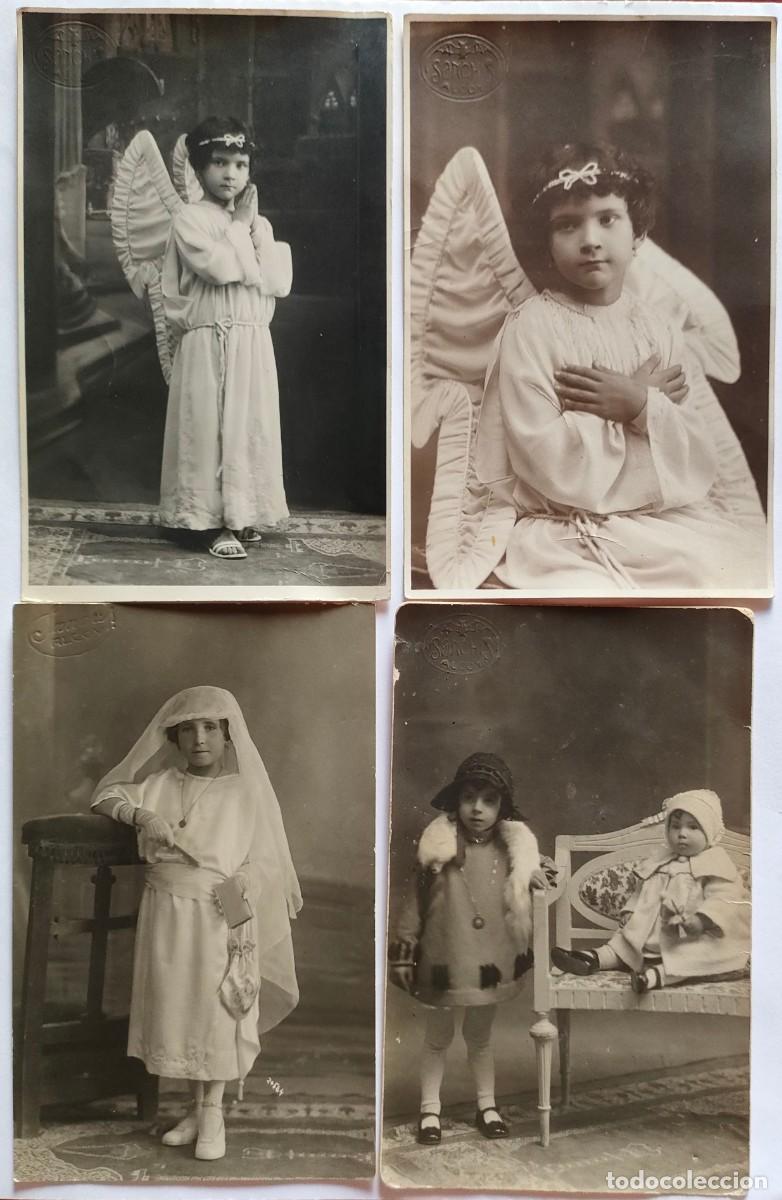 Alte Fotografie: ALCOY LOTE DE 4 FOTOGRAFIAS FOTOGRAFO SANCHIS TAMA&Ntilde;O POSTAL