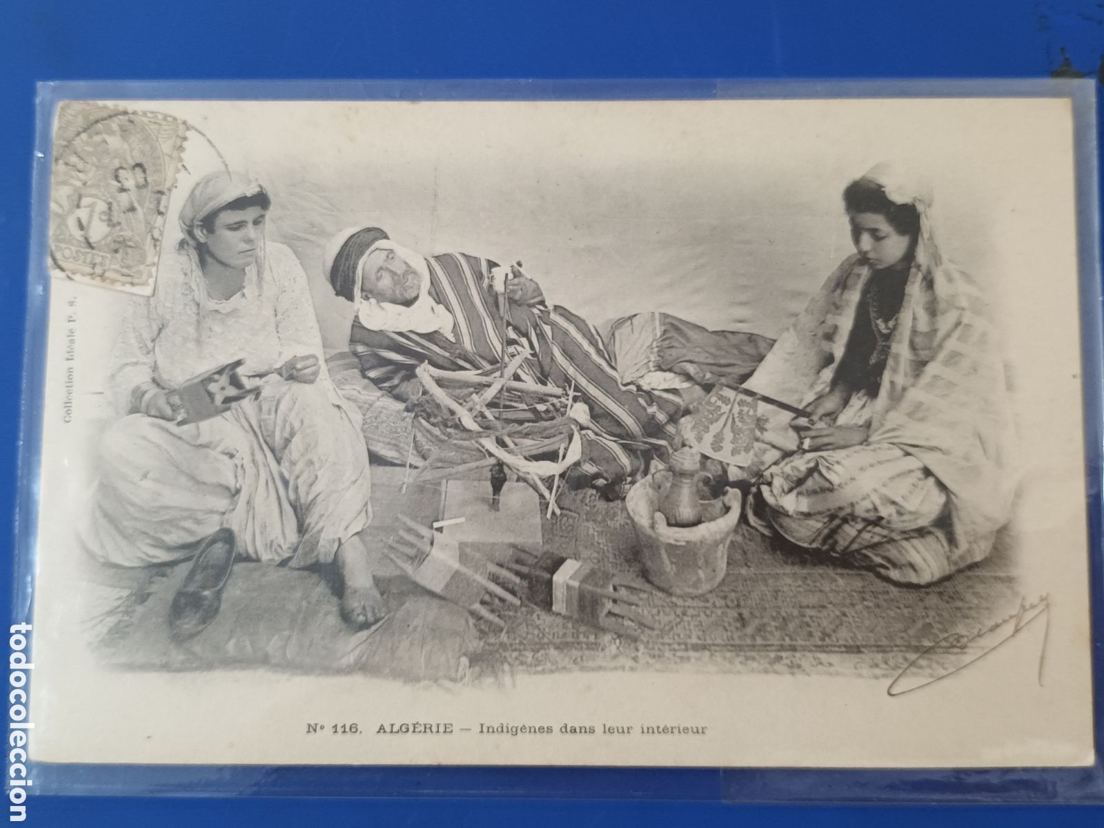 Alte Fotografie: POSTAL ALGERIE ARGELIA. N&ordm; 116 INDIGENES DANS LEUR INTERIEUR.COLLECCION IDEALE P.S. 1903 SIN DIVIDIR