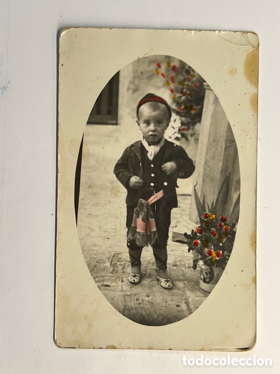 Fotograf&iacute;a antigua: NI&Ntilde;OS. NEN PETIT AMB BARRETINA. Fotograf&iacute;a antigua coloreada (h.1920?)