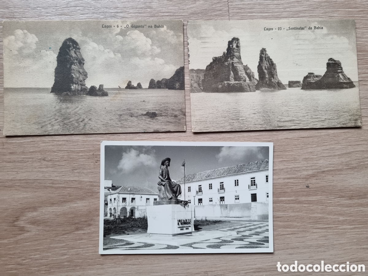 Fotograf&iacute;a antigua: Lagos (Portugal). 3 Postales antiguas. A&ntilde;os 20 y 60. B/N. Escritas y con sello.