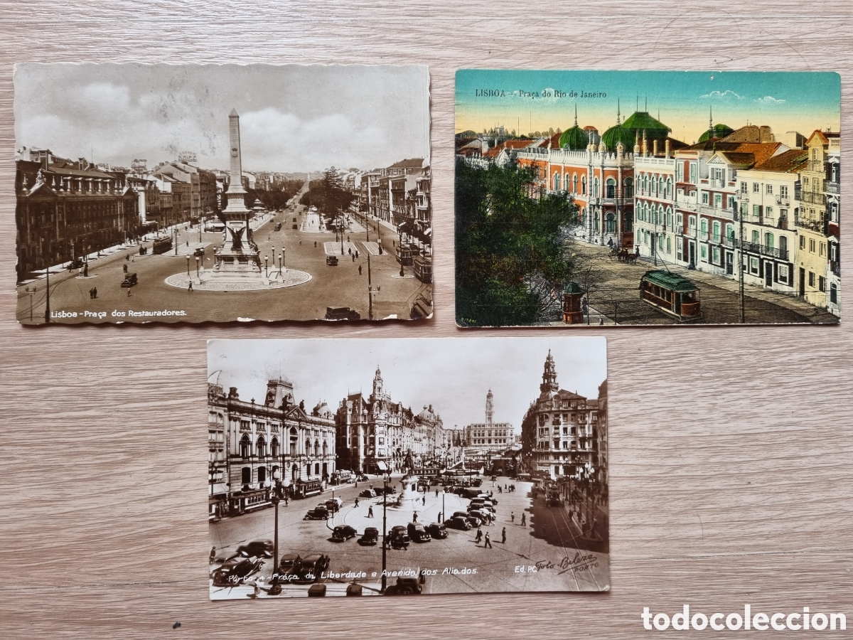 Fotograf&iacute;a antigua: Lisboa. 3 Antiguas postales portuguesas. A&ntilde;os 30 y 40. Escritas y con sello. Fotograf&iacute;a antigua.