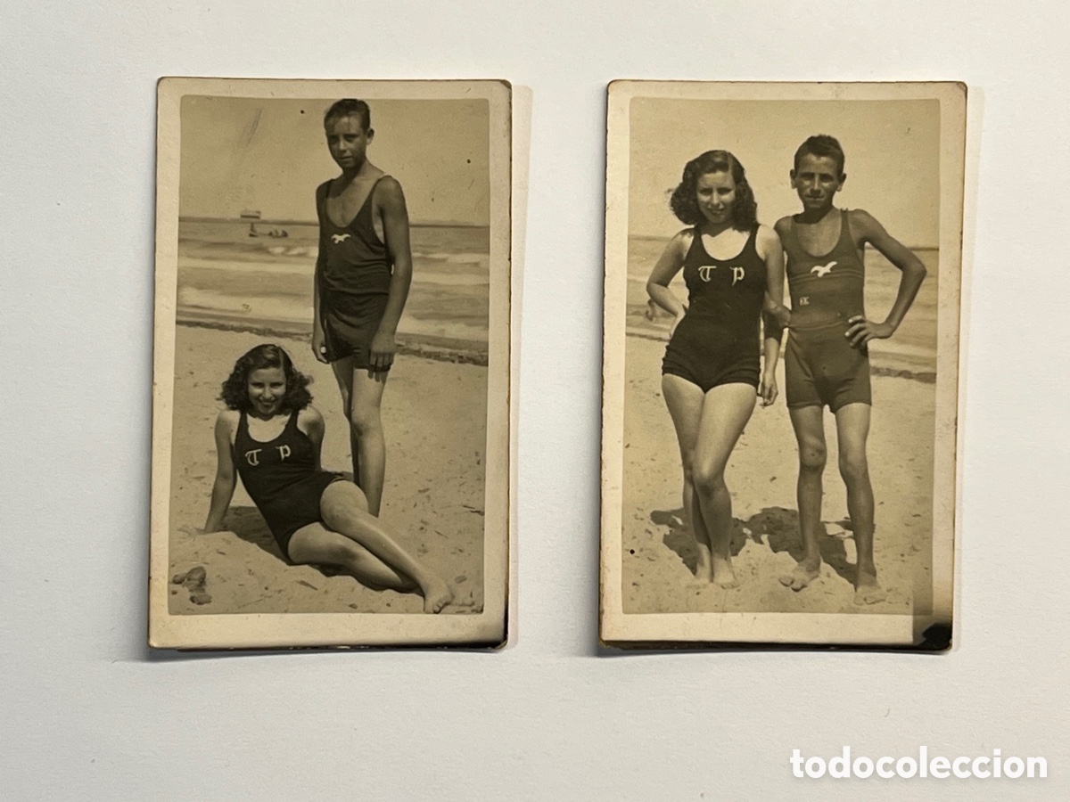 Alte Fotografie: MINUTEROS. fot&oacute;grafos de calle.. (2) Fotograf&iacute;as d&iacute;a de Playa en la Malvarrosa.. (h.1930?)