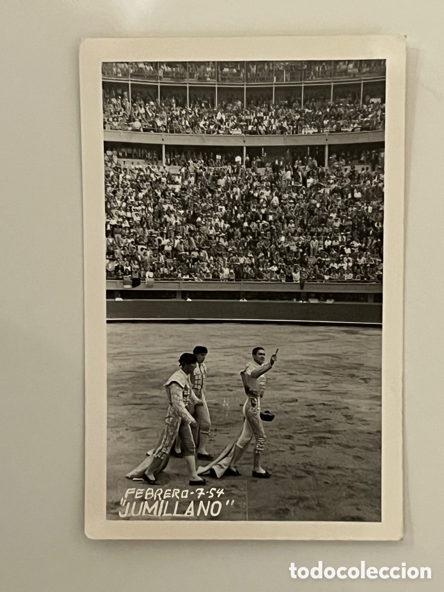 Alte Fotografie: JUMILLANO, Fot&oacute;grafia del Torero Quinto toro de la tarde. Monumental Plaza de Toros M&eacute;xico (a.1954)