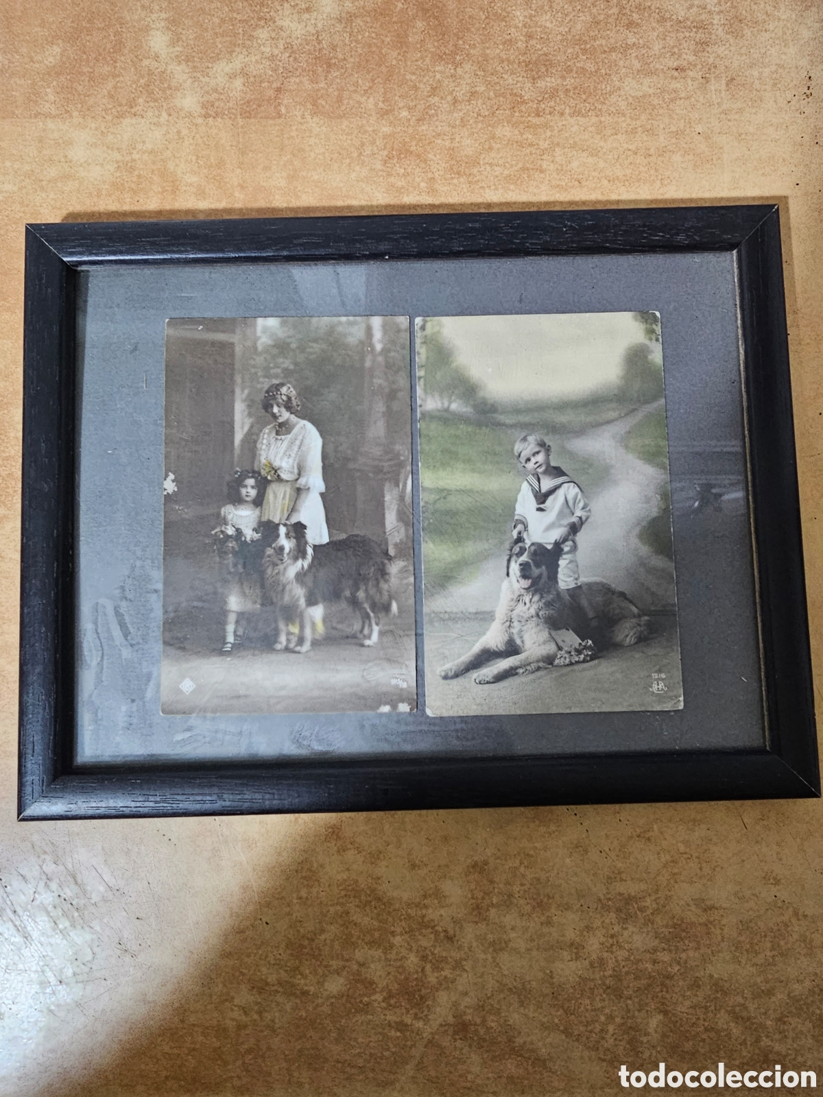 Fotografia antiga: 2 postales antiguas con mascotas principios s XX