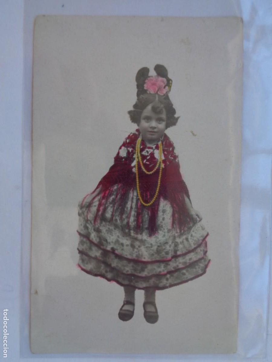 Fotografia antiga: PRECIOSA FOTO DE ESTUDIO DE NI&Ntilde;A VESTIDA DE FLAMENCA , COLOREADA