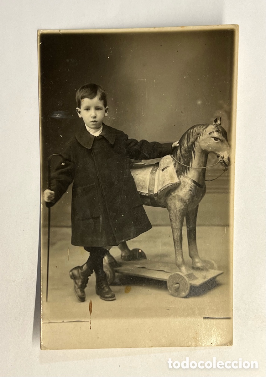 Fotograf&iacute;a antigua: NI&Ntilde;OS. Tomasito y su Caballo de cart&oacute;n.. Fotograf&iacute;a antigua (h.1920?)