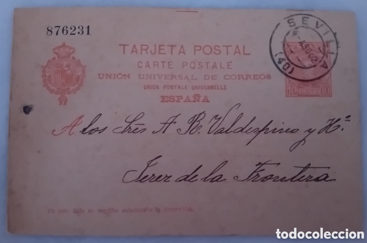 Alte Fotografie: Antigua tarjeta postal union universal de correos Espa&ntilde;a 1902