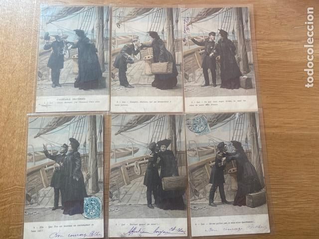 Alte Fotografie: 6 postales francesas. 1904. Capitan de barco. Numeradas -