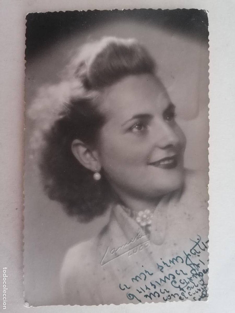 Fotograf&iacute;a antigua: FOTOGRAFIA POSTAL SE&Ntilde;ORITA JOVEN POSANDO, ESTUDIO LAMELA-LUGO