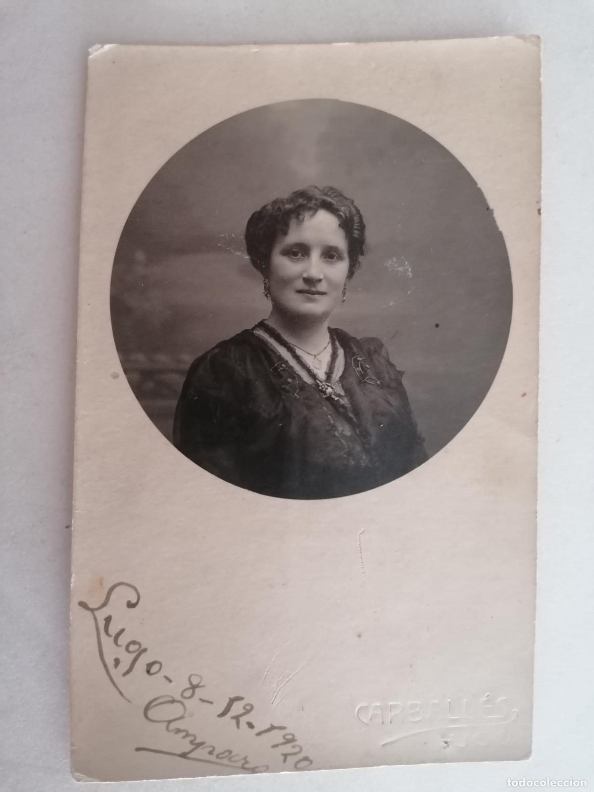 Fotograf&iacute;a antigua: FOTOGRAFIA POSTAL SE&Ntilde;ORA POSANDO, ESTUDIO CARBALLES-LUGO, DICIEMBRE 1920