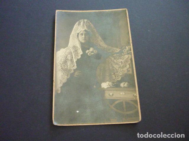 Antique Photography: MUJER CON MANTILLA GOYA Y MADIE FOTOGRAFO RETRATO POSTAL FOTOGRAFICA