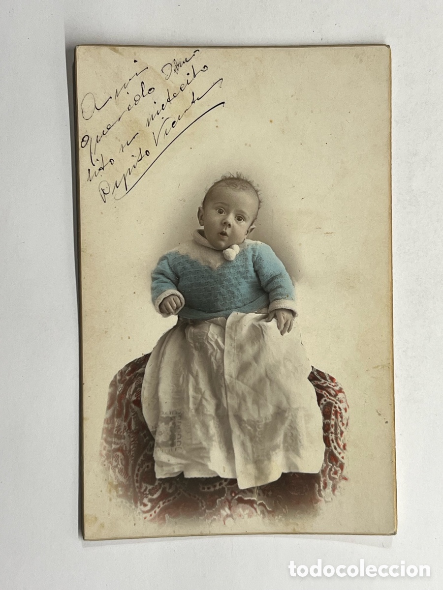 Alte Fotografie: NI&Ntilde;OS. Fotograf&iacute;a Pepito Vicente con cara de sorpresa.. BeBe de azul, J. Derrey, fot&oacute;grafo (a.1936)