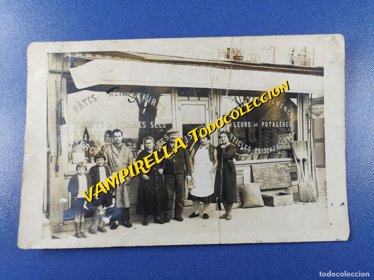 Photographie ancienne: FOTOGRAFIA TIENDA UNTRAMARINOS-EPICERIE BOULANGUERIE-FRANCIA RURAL 1910-20--J.SERRET