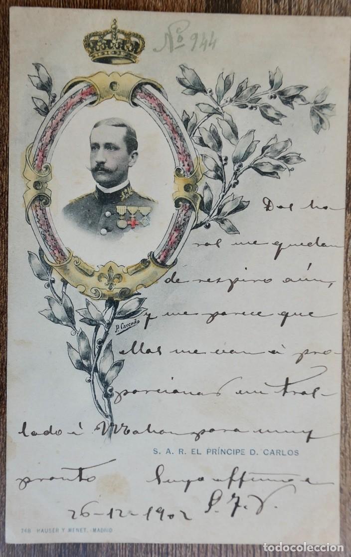 Photographie ancienne: POSTAL- S.A.R EL PRINCIPE D.CARLOS CIRCULADO 26/12/1902