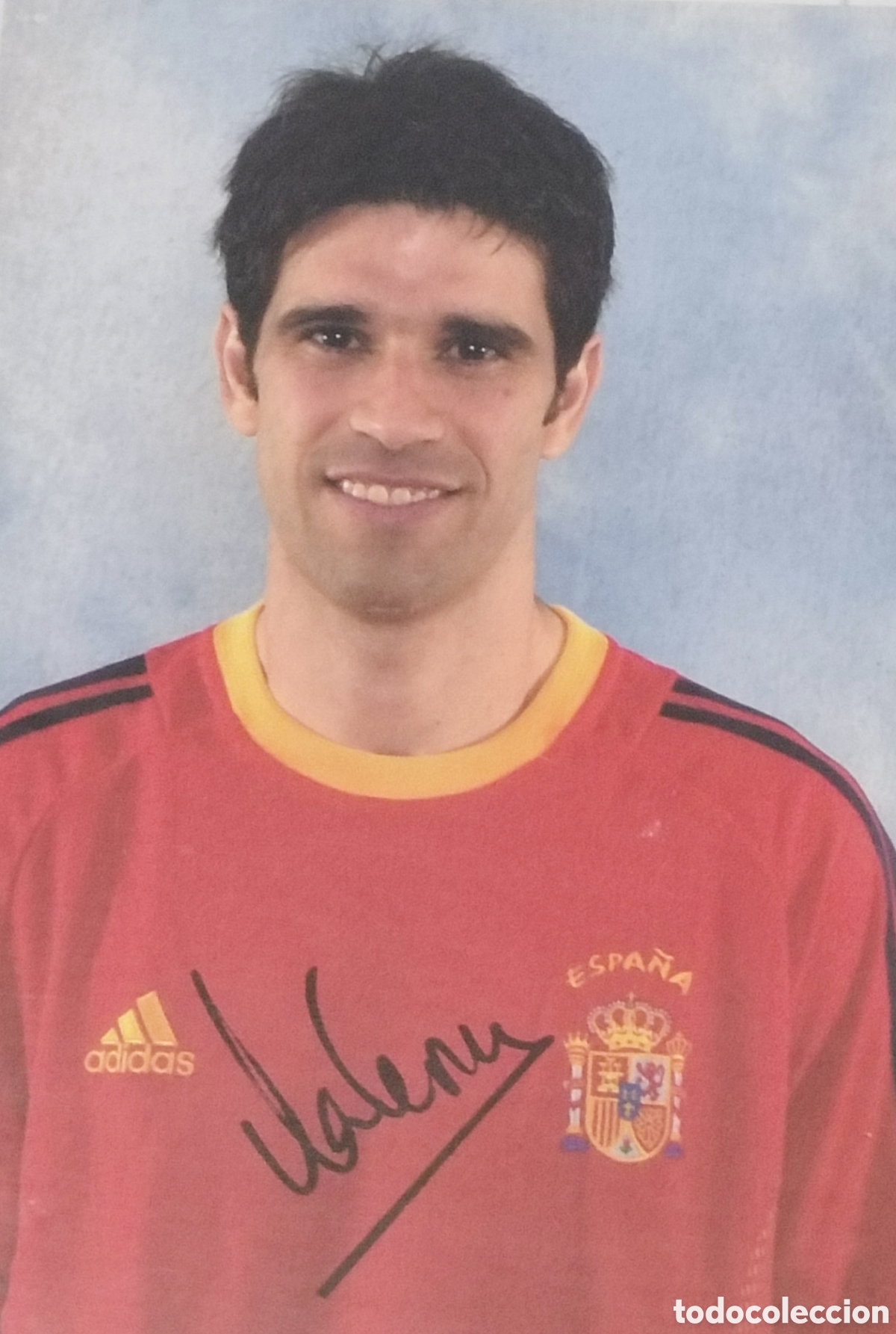 Fotograf&iacute;a antigua: VALERON JUGADOR SELECCI&Oacute;N ESPA&Ntilde;OLA AUT&Oacute;GRAFO POSTAL 15x10 cm