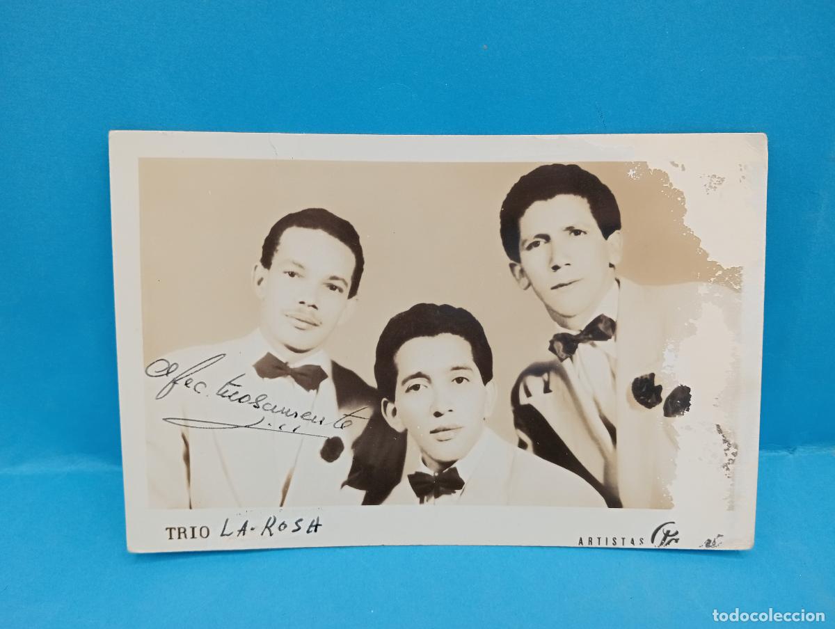Fotograf&iacute;a antigua: TRIO LA ROSA. DEDICADO Y FIRMADO. TARJETA POSTAL FOTOGRAFICA.