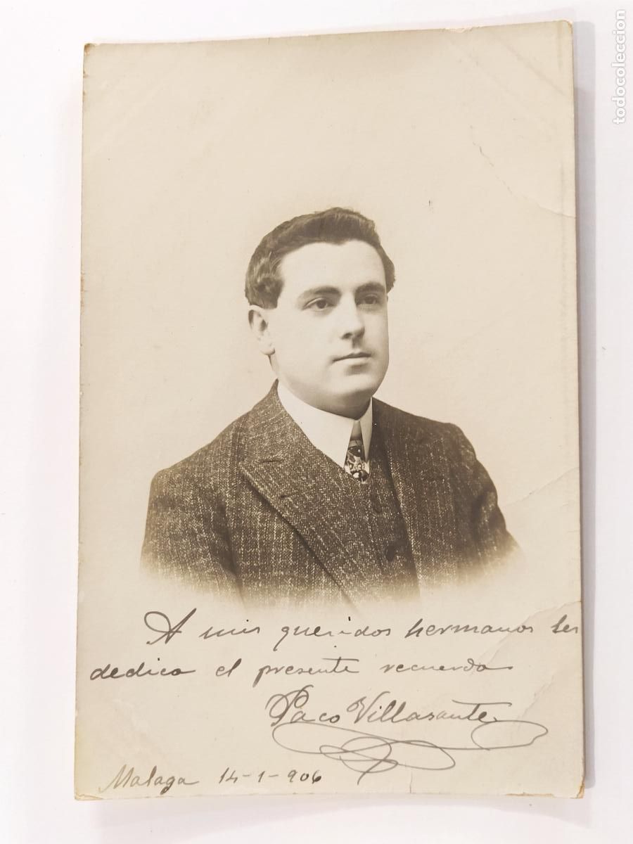 Fotografia antica: POSTAL FIRMADA POR PACO VILLASANTE - MALAGA A&Ntilde;O 1906 - FOTOGRAFICA - POSTAL ANTIGUA -(111.722)