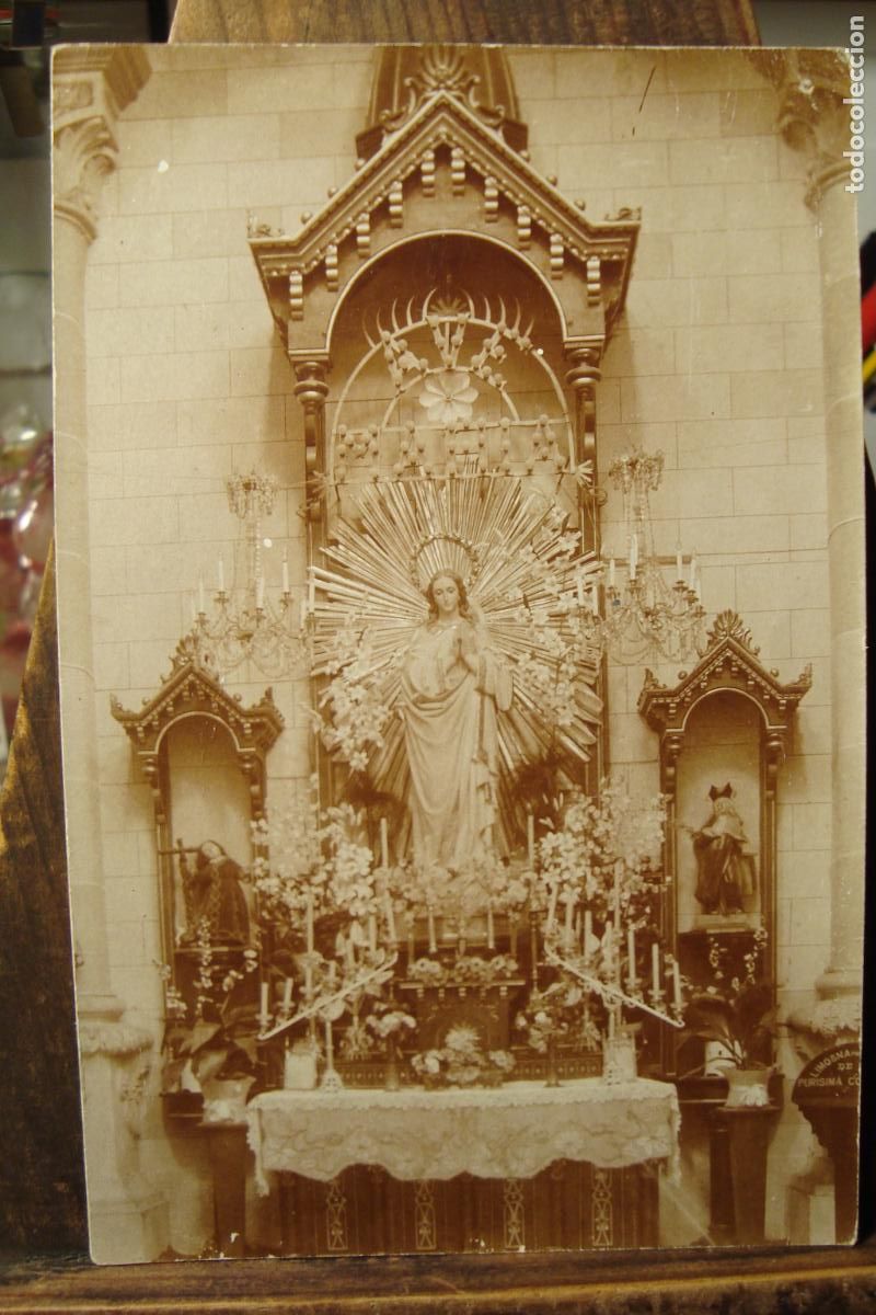 Fotografia antiga: ANTIGUA FOTOGRAFIA ALTAR VIRGEN. CONGREGACION HIJAS DE MARIA MADRID 1913. JOSEFA VILLANUEVA