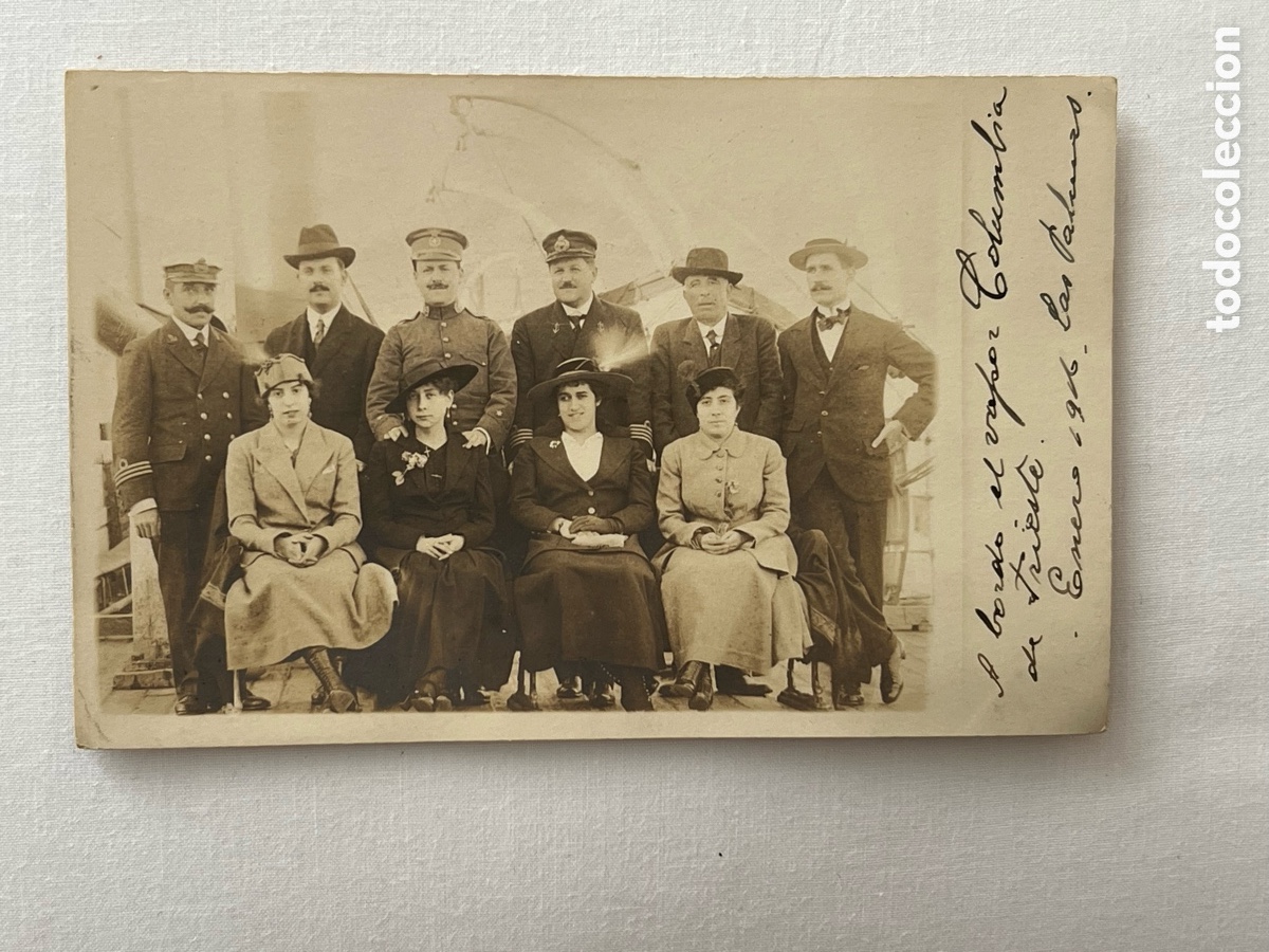 Alte Fotografie: LAS PALMAS. Fotograf&iacute;a Alemana. A bordo del Vapor Columbia de Trieste.. Las Palmas, Enero de 1906