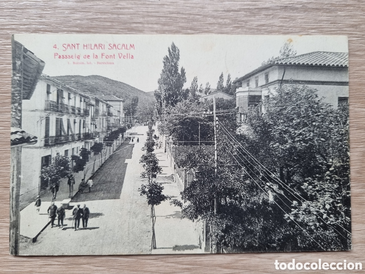 Fotograf&iacute;a antigua: Sant Hilari Sacalm. Postal antigua. Passeig de la Font Vella. Fot&oacute;grafo Roisin. Sin escribir.