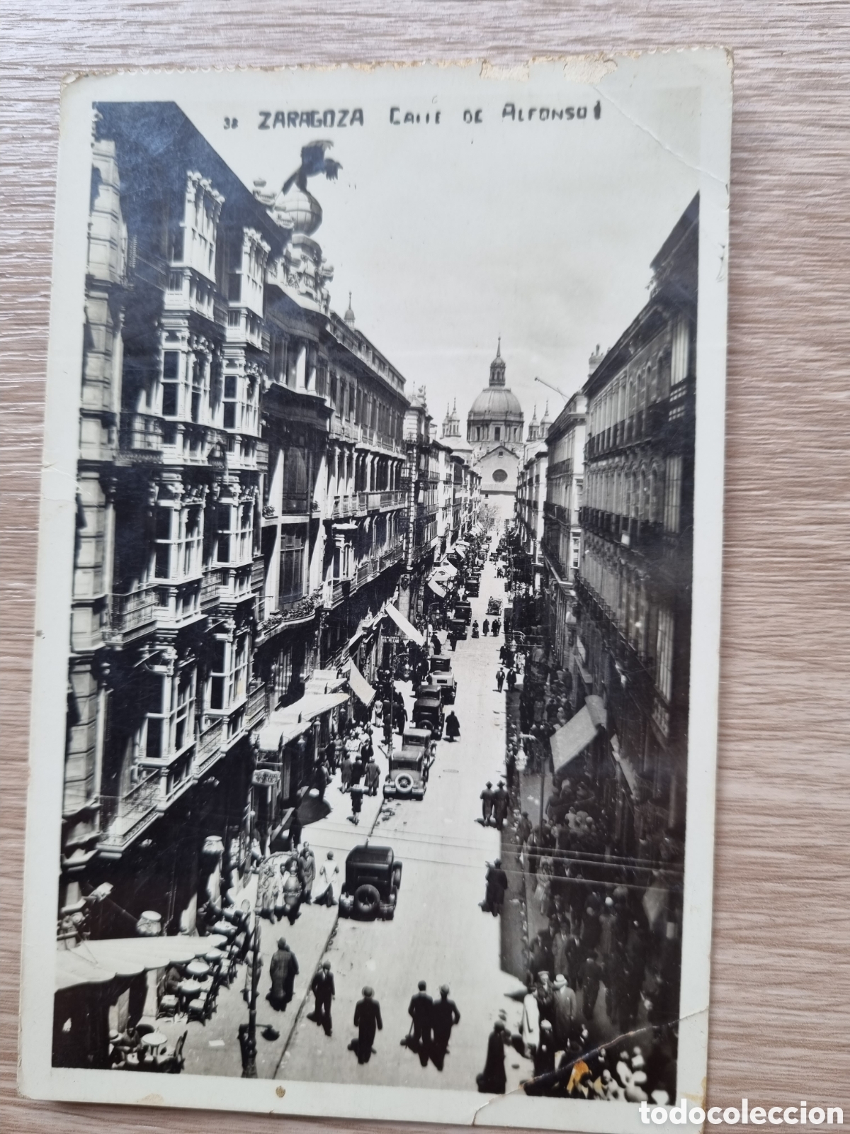 Fotograf&iacute;a antigua: Zaragoza. Postal muy antigua. Calle Alfonso I. Escrita.
