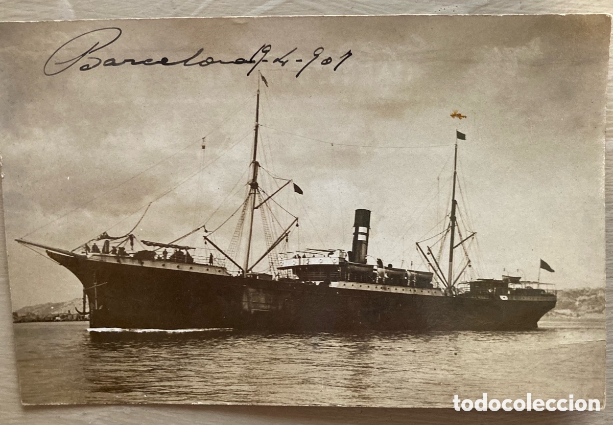 Fotograf&iacute;a antigua: Postal de 1907 de barco - Foto 1