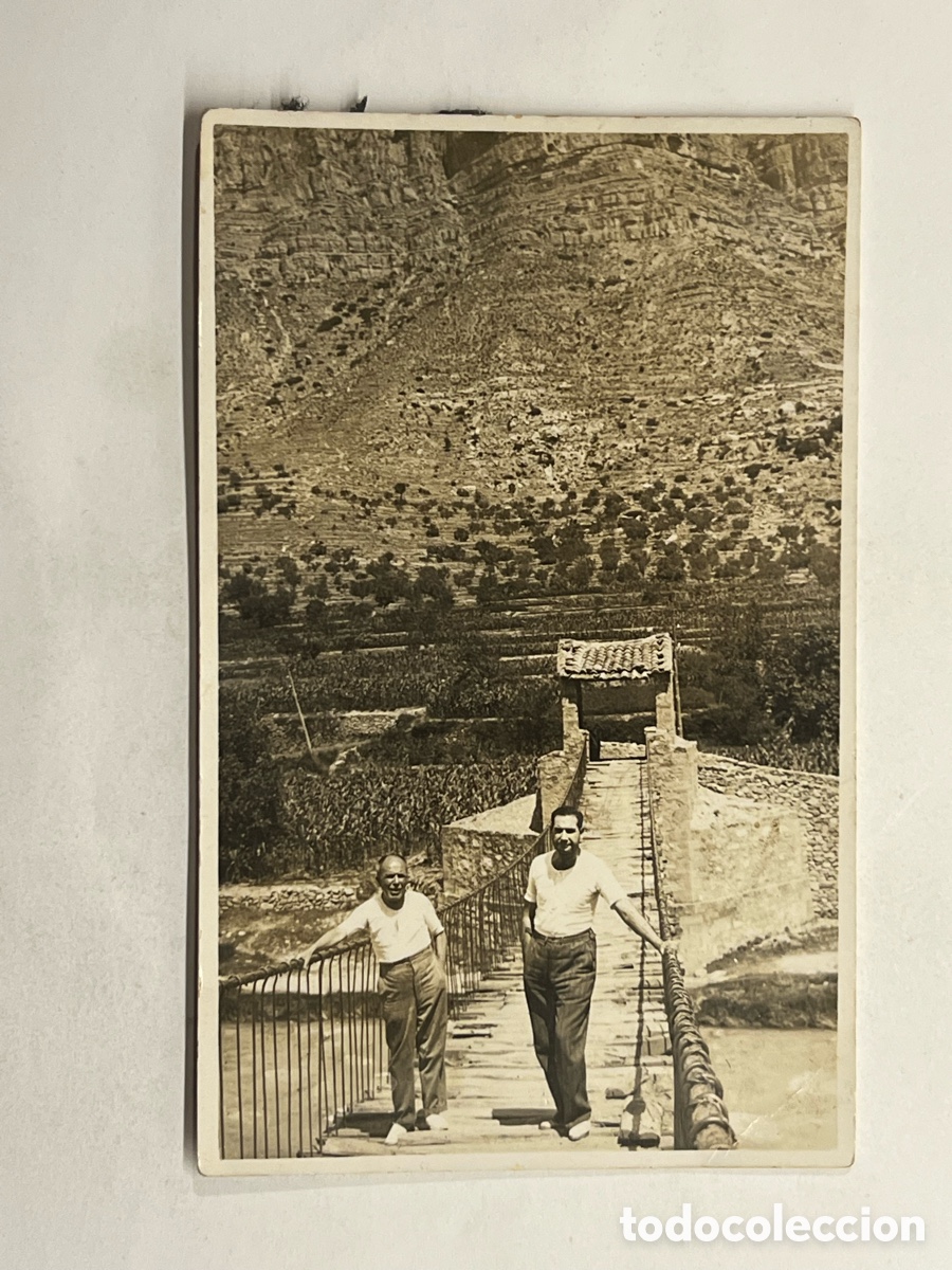 Fotografia antiga: CAMPOS DE ARENOSO (Castell&oacute;n) Fotograf&iacute;a Puente Colgante.. (h.1950?)