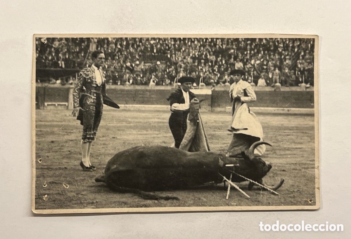 Alte Fotografie: TAUROMAQUIA. Barcelona.. Torero.. ? Muerte del toro.. fotograf&iacute;a M. Mateo (h.1950?)