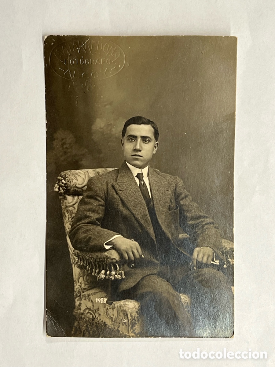 Fotografia antiga: ALCOY.. MATARREDONA fot&oacute;grafo.. Un Joven y emprendedor Empresario. Octubre de 1916