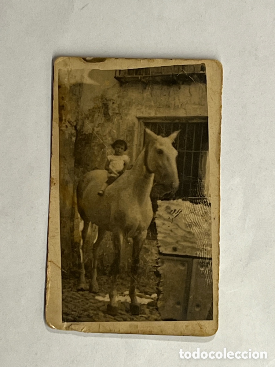 Fotografia antica: MINUTEROS DE POSTGUERRA.. Manolito a caballo .. (h.1940?)
