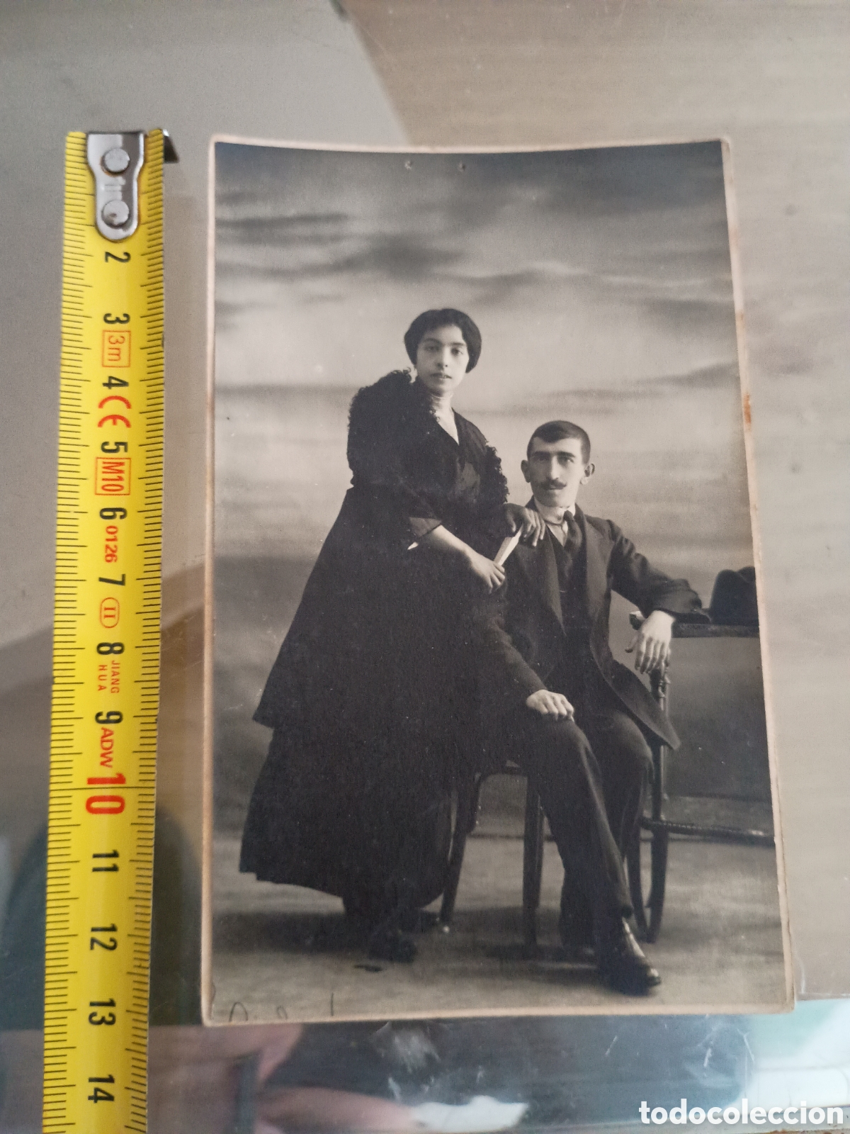 Fotografia antica: CA retrato pareja de hermanos. Foto Goya y Nadie. Madrid. Veneras 7. Tarjeta postal